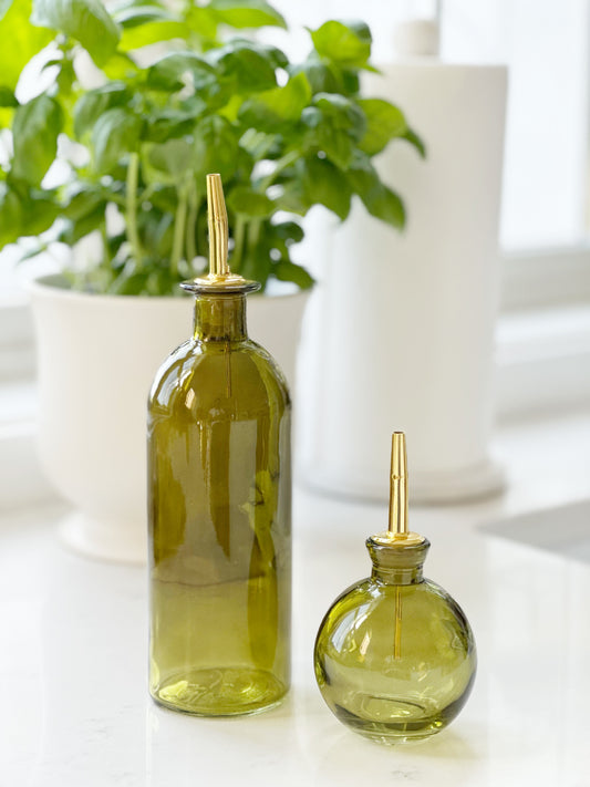 Olive Oil Cruet Bottle with Gold Metal Stopper