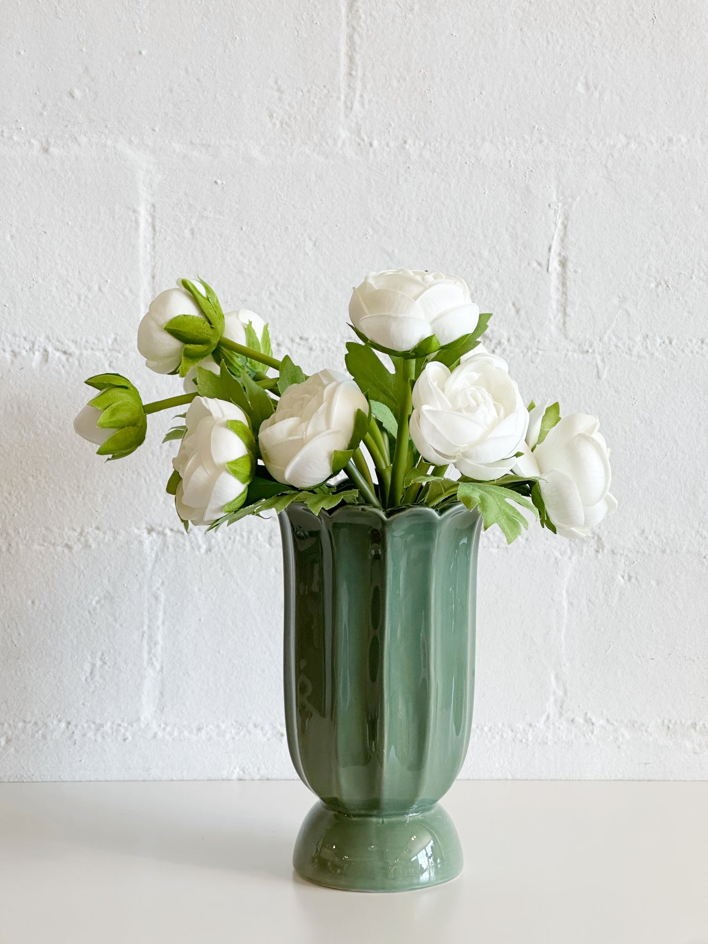 Green Scalloped Vase