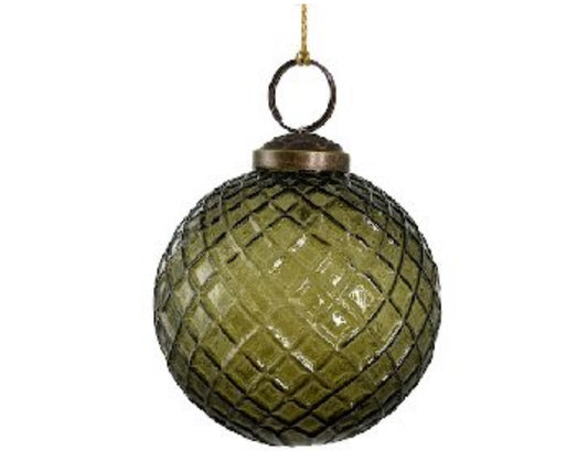 Large Olive Glass Ball Ornament