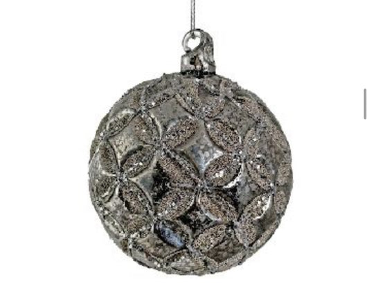 Antique Circles Beaded Glass Ball Ornament