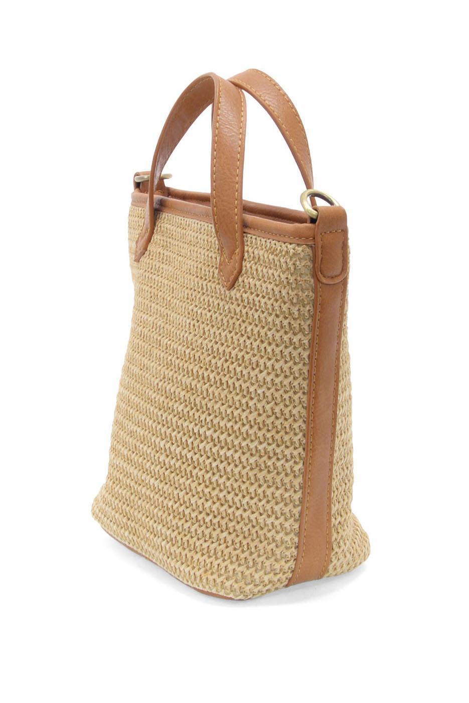 Natural Straw Mini Bucket Crossbody