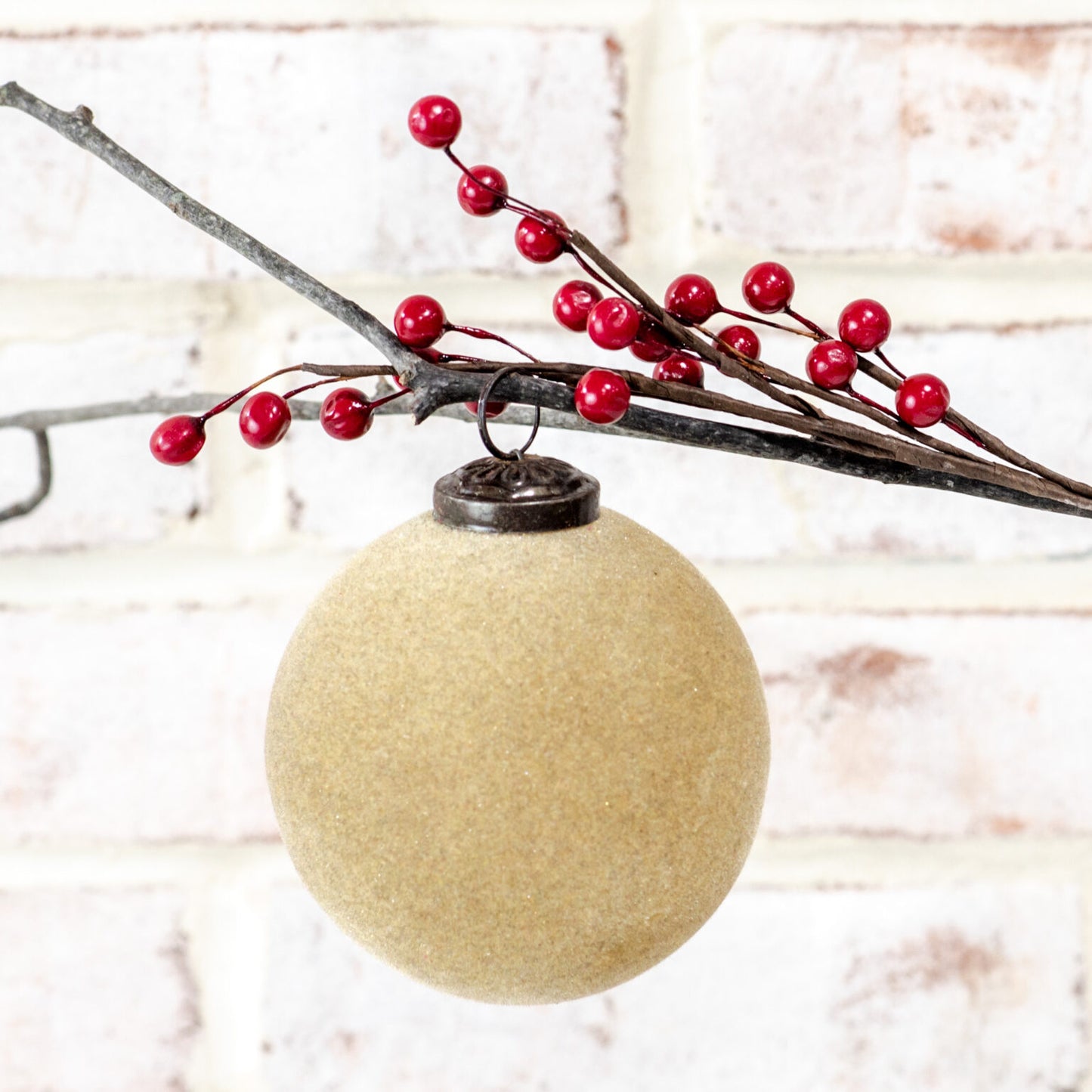 TAN VELVET BALL ORNAMENT