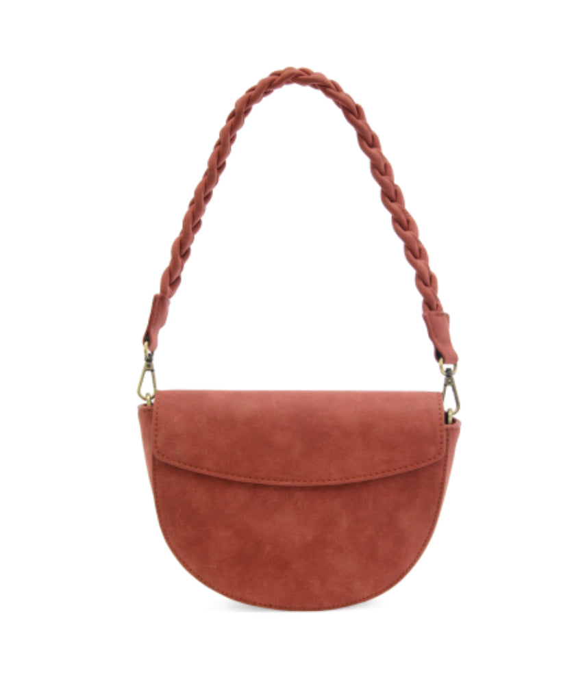 Rust Luna Crescent Crossbody w/Braided Strap