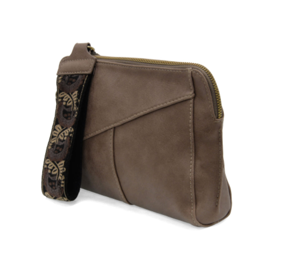 Taupe Gigi Crossbody with Woven Wristlet Strap