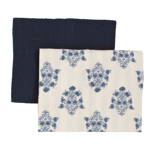 Blue Floral Pattern Towel Set