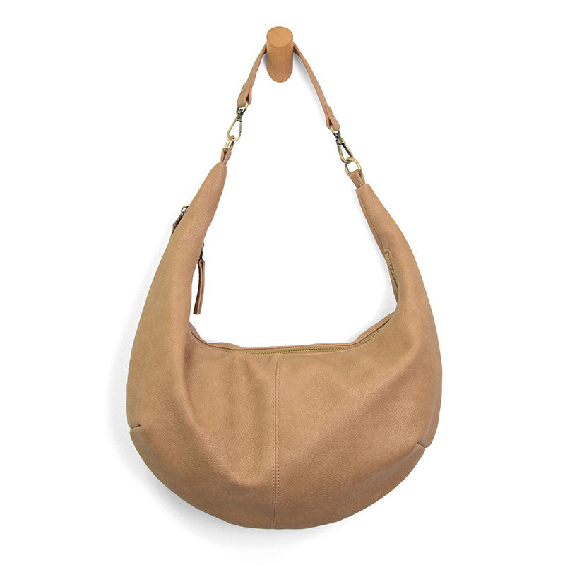 Camel Rhea Slouchy Crescent Shoulder Crossbody Bag