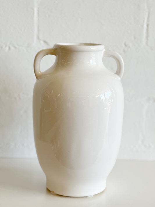 WHITE HANDLE VASE