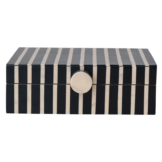 Handmade Mango Wood & Resin Striped Box w/ Knob