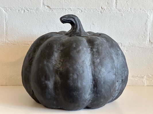9"H BLACK TERRACOTTA PUMPKIN