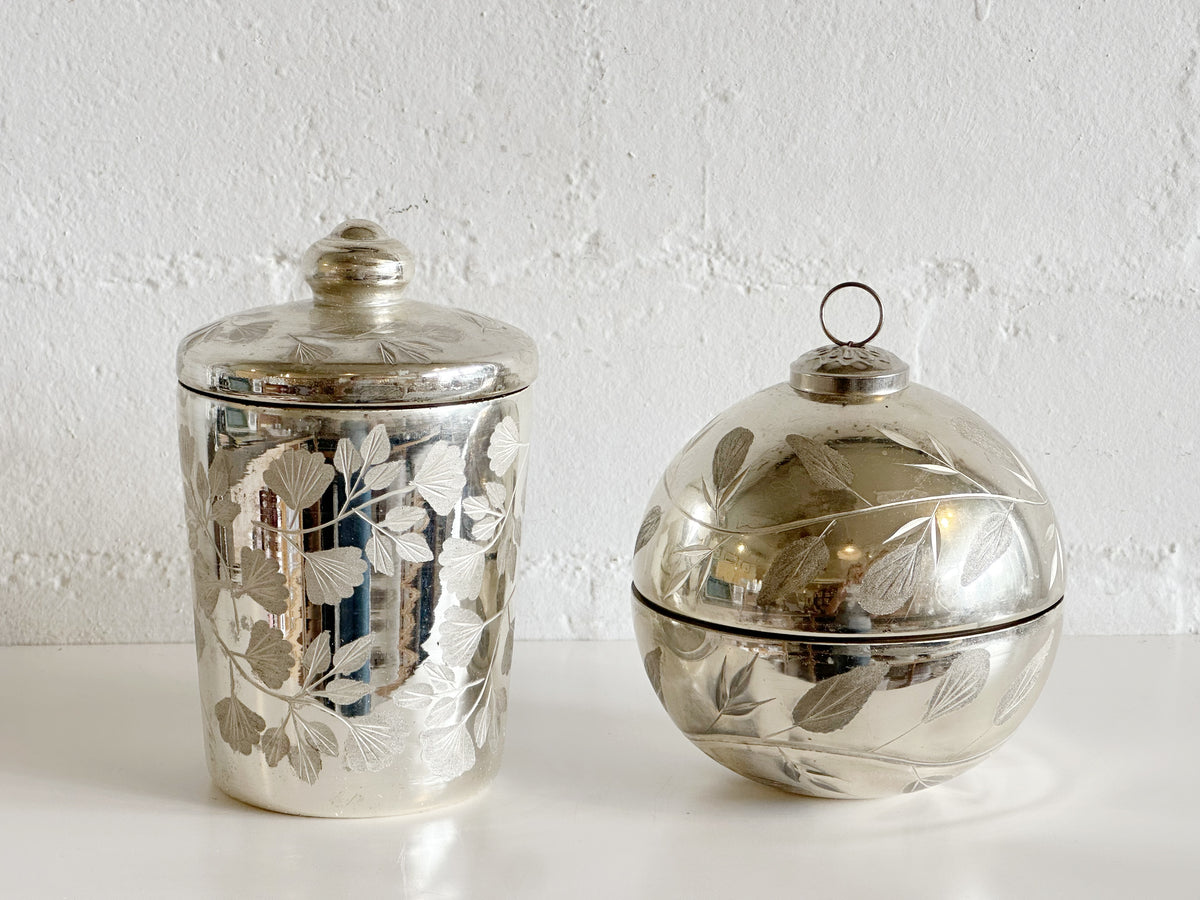 Etched Silver Balsam Candle W/Lid 2 Asst