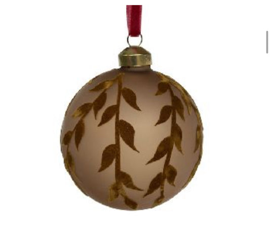 Glass Ball Brown Velvet Branch Ornament