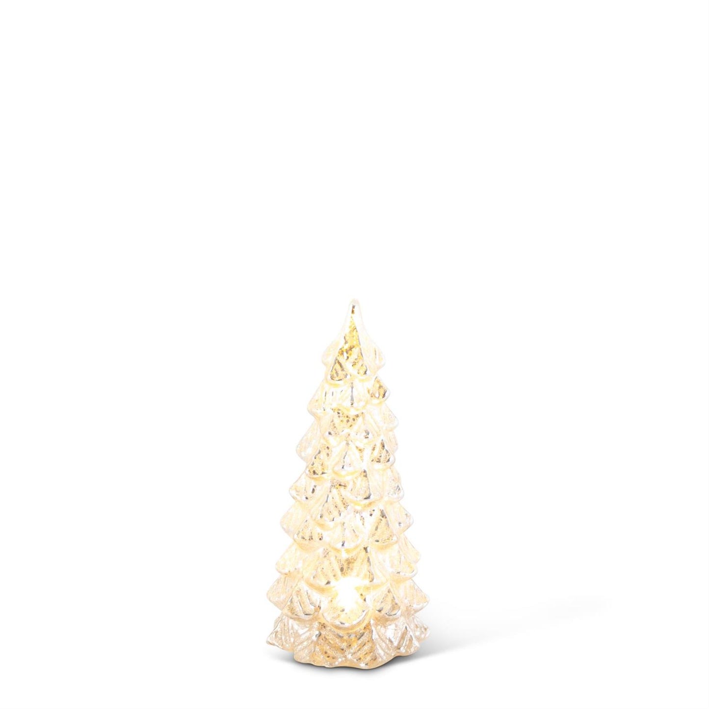 GLITTERED LED SILVER MERCURY GLASS TREE W/TIMER
