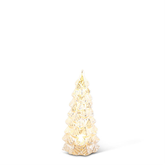 GLITTERED LED SILVER MERCURY GLASS TREE W/TIMER
