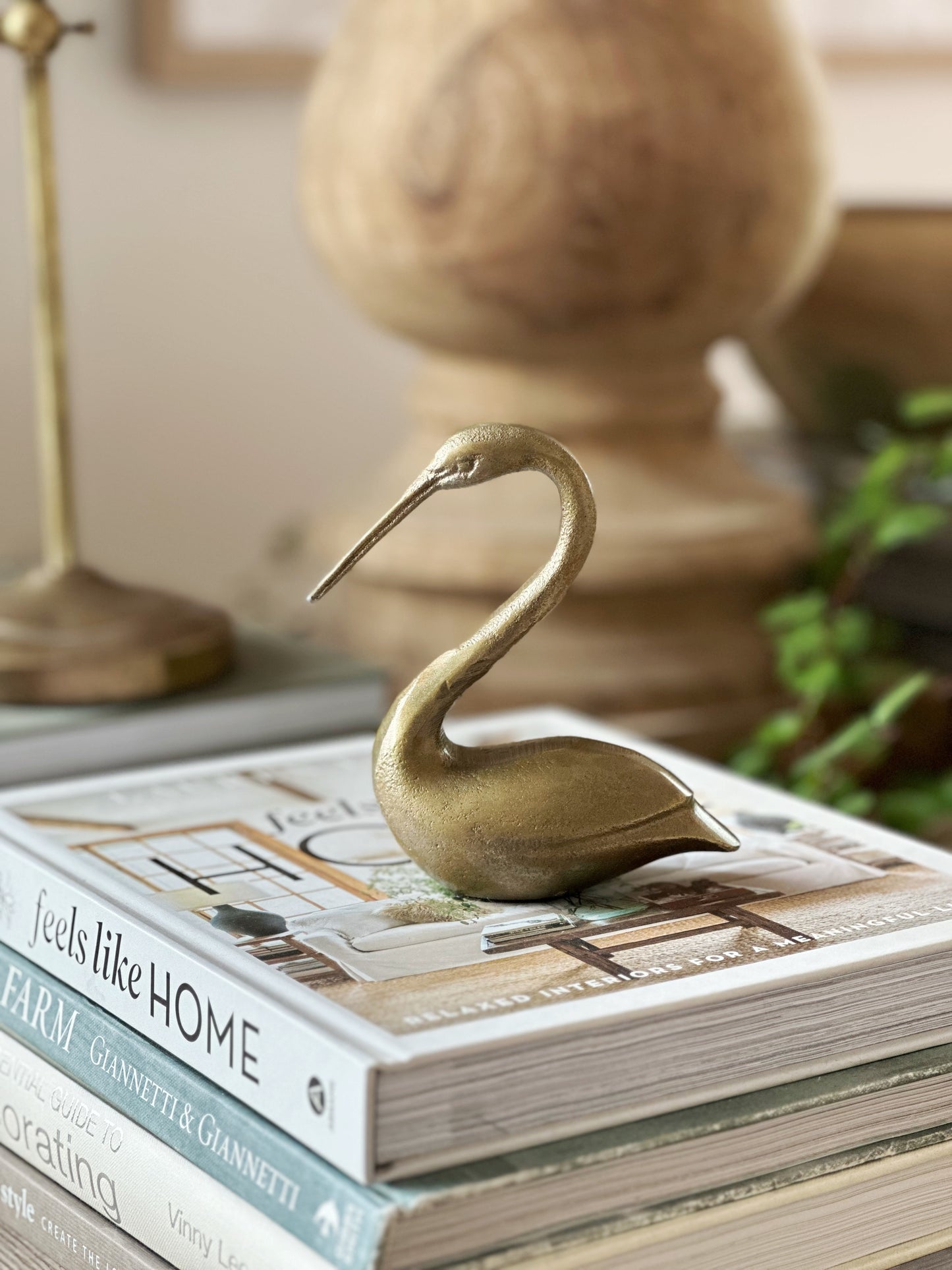 Cast Aluminum Bird, Antique Brass Finish