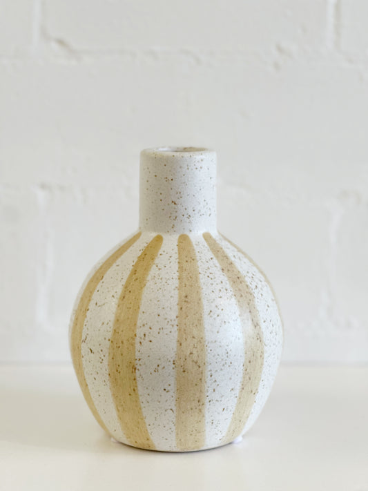 MATTE BROWN STRIPE CERAMIC VASE