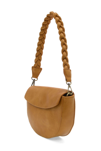 Camel Linda Crescent Crossbody w/Braided Strap