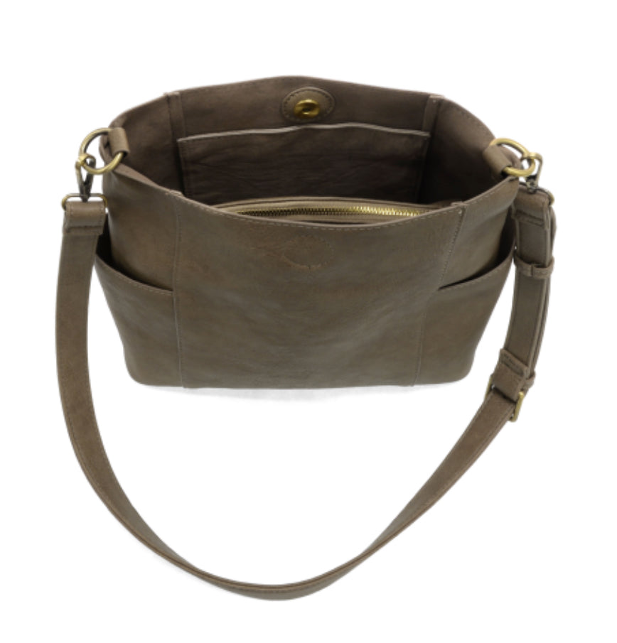 Taupe Kayleigh Side Pocket Bucket Bag