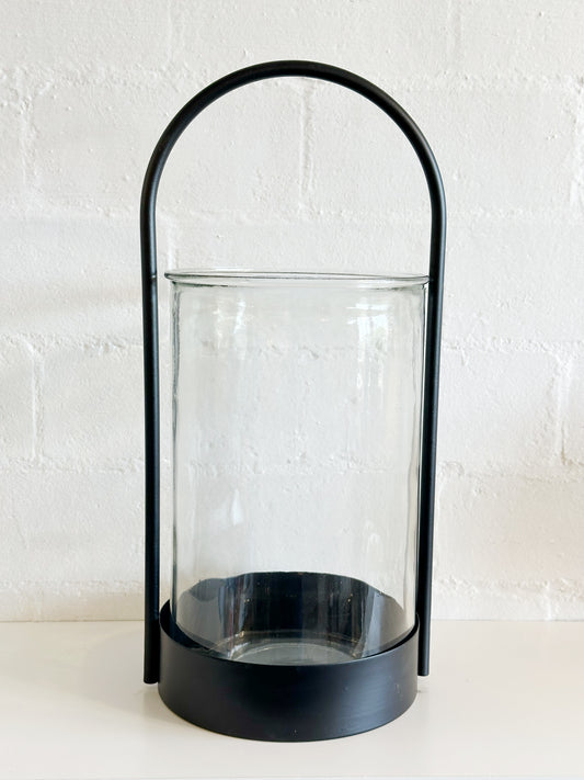 GLASS HURRICANE WITH ARCH HANDLE