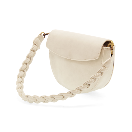 White Luna Crescent Crossbody w/Braided Strap