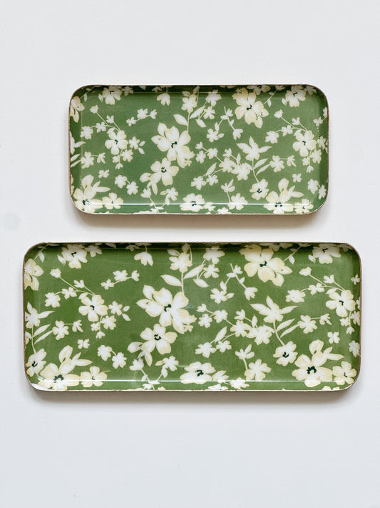Green Floral Trays