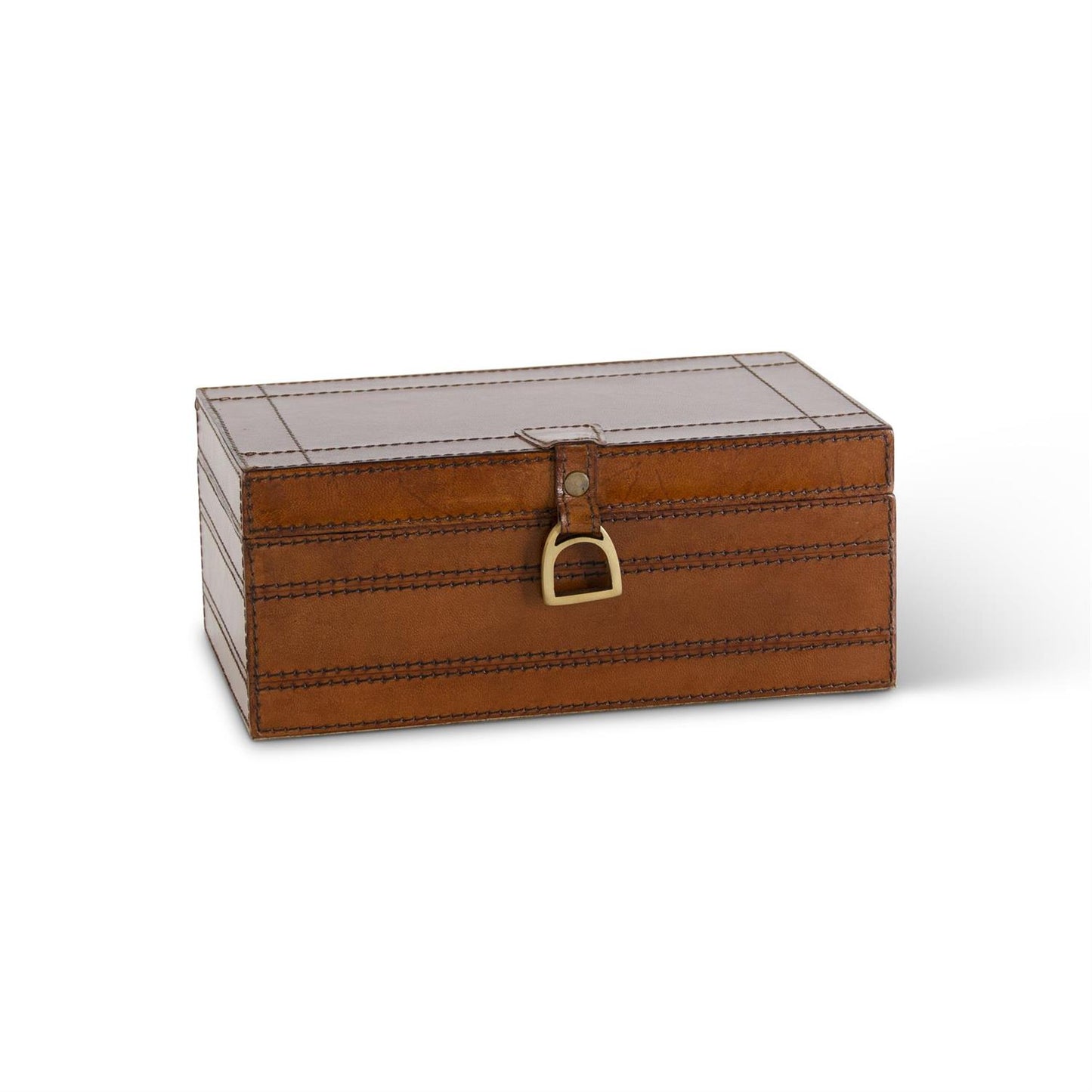 BROWN LEATHER BOX W/STIRRUP LATCH