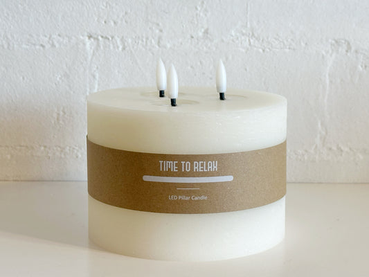 6" X 5" 3 WICK WHITE LED CANDLE