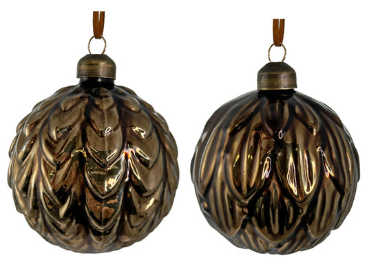 Gold Glass Leaves Ornament