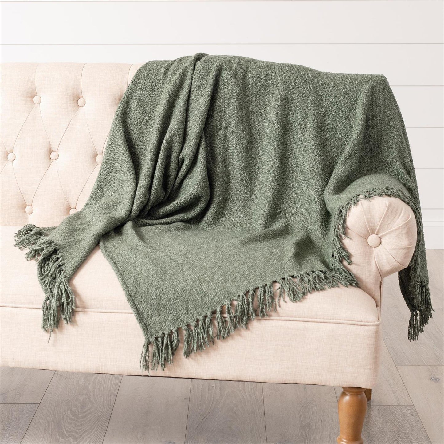 THROW - BOUCLE, OLIVE