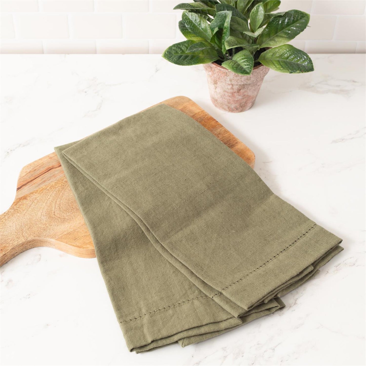 TEA TOWELS - STONEWASHED MOSS (SET OF 2)