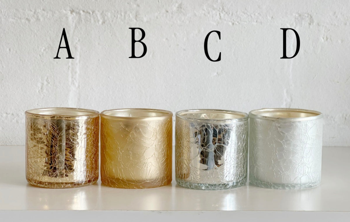 Balsam Crackle Glass Votive - 4 Assorted Colors