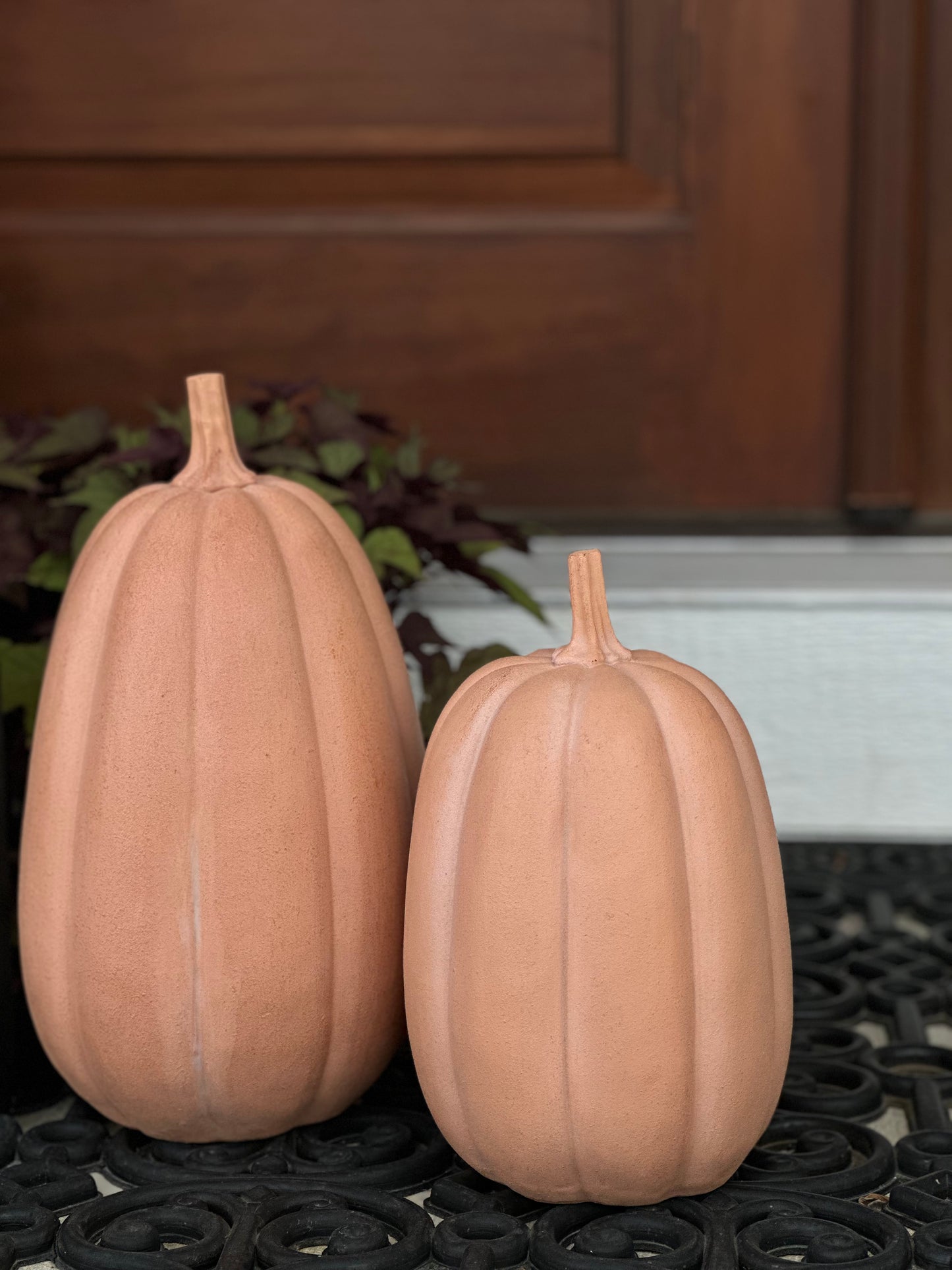 Faux Terra Cotta Jack-O-Lantern Pumpkin - Small