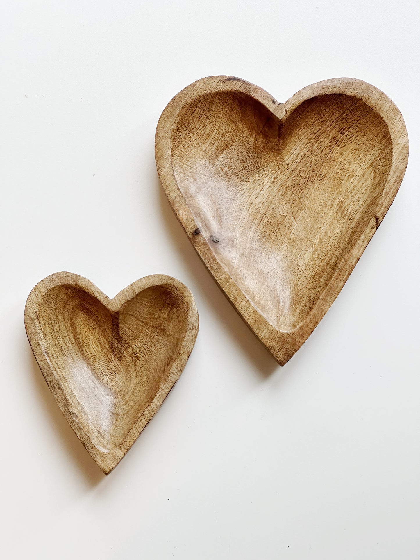 Wood Carved Heart Dish Tray