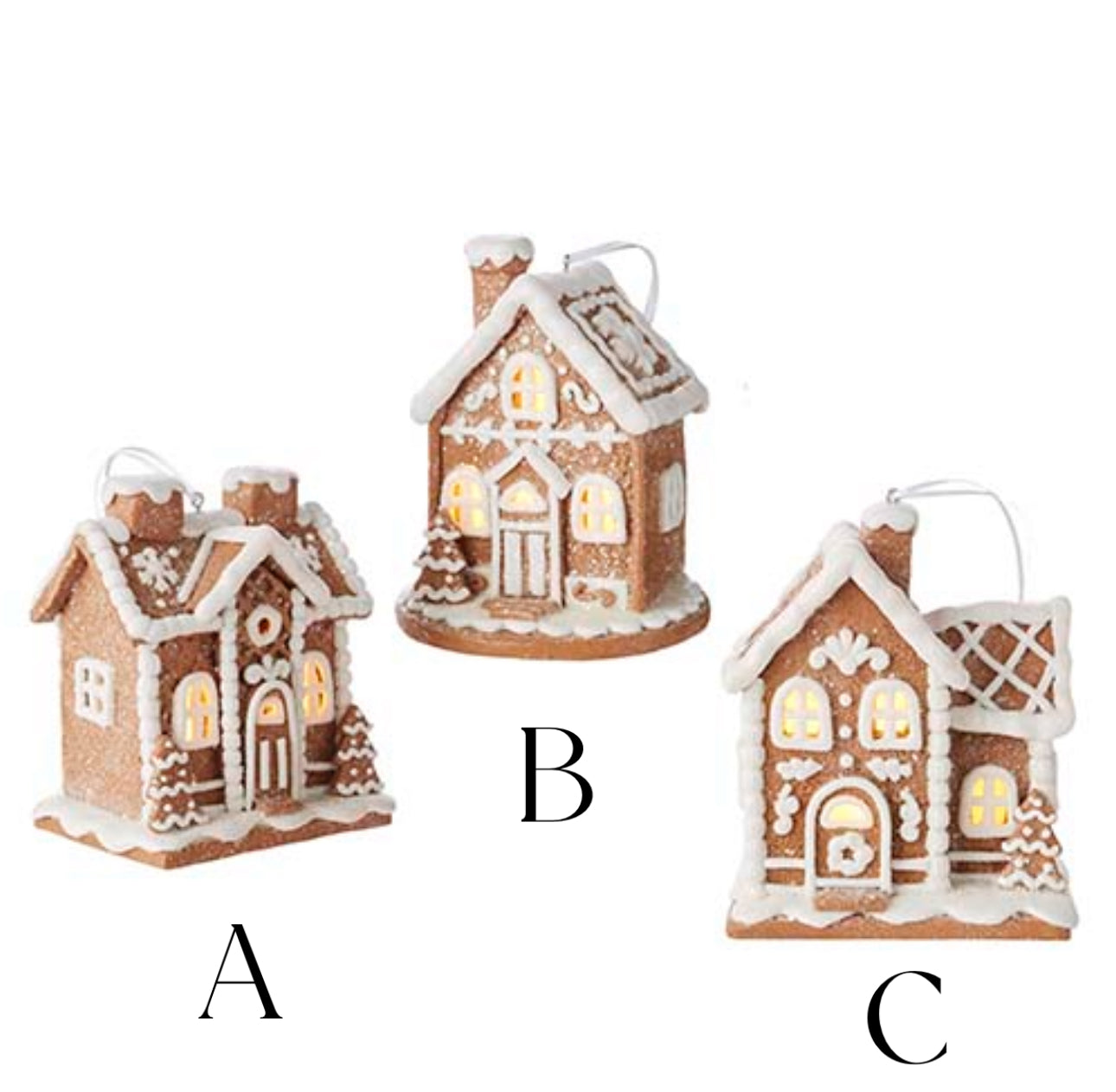 5" LIGHTED GINGERBREAD HOUSE ORNAMENT