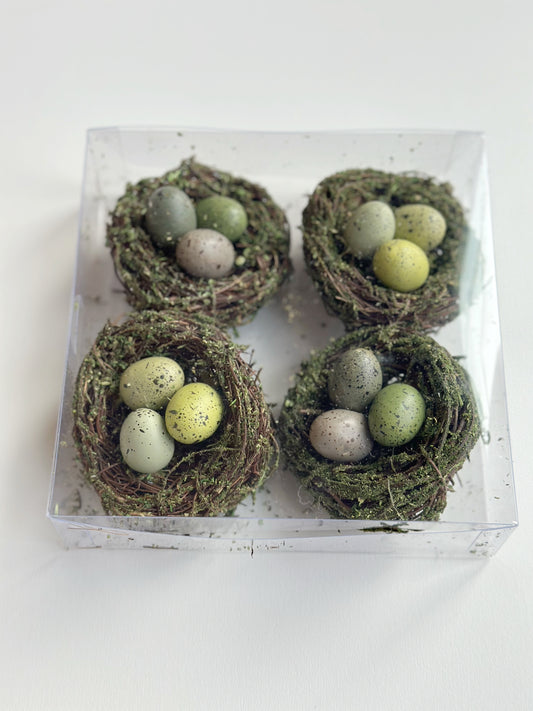 BIRD'S NEST WITH EGGS SET OF 4