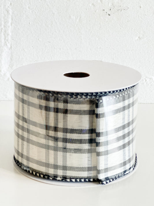 Black and Cream Plaid Ribbon