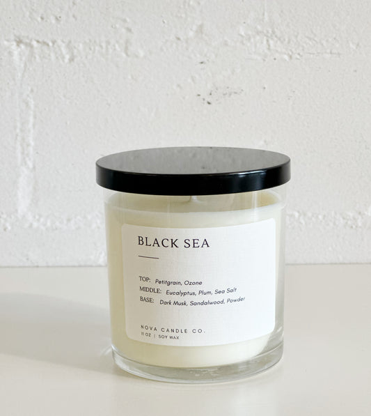 Soy Wax Candle | Classic Glass Jar: Black Sea