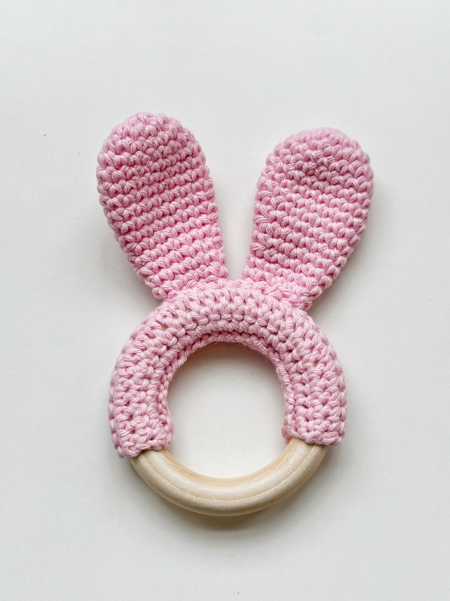 Easter Bunny Hand Crochet Teether Toy: Pink