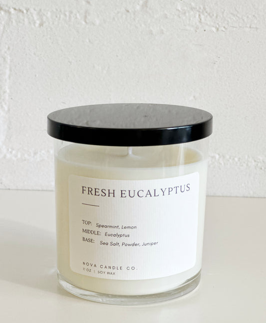 Soy Wax Candle | Classic Glass Jar: Fresh Eucalyptus