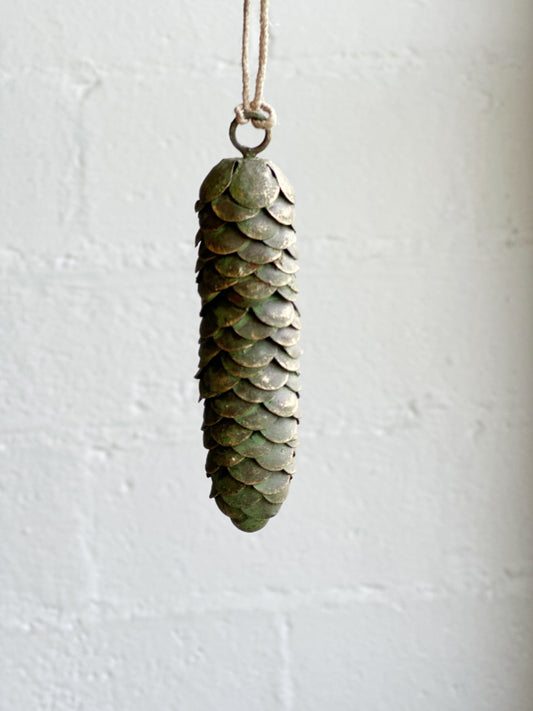 Beautiful Metal Patina Pinecone Ornament