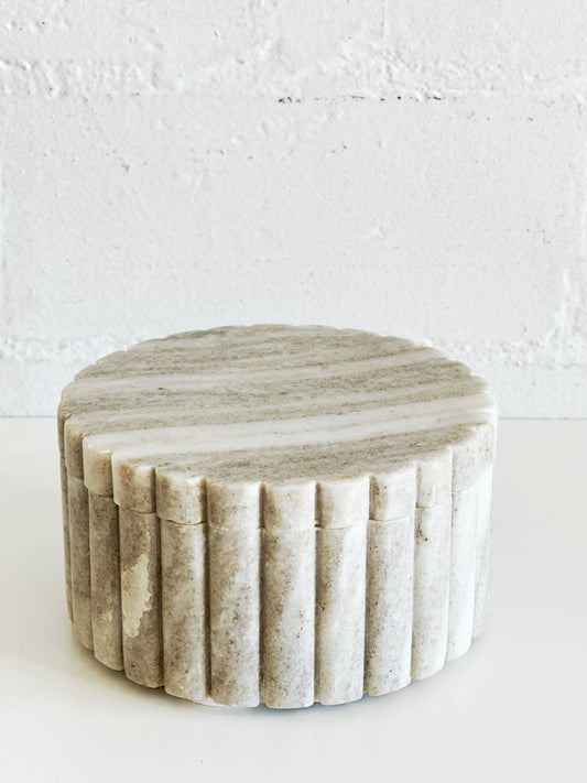 Short Marble jar with lid