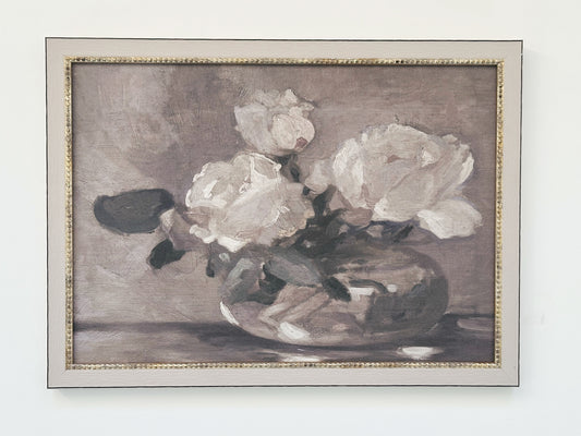 White Rose Vase 14x10 Framed Print