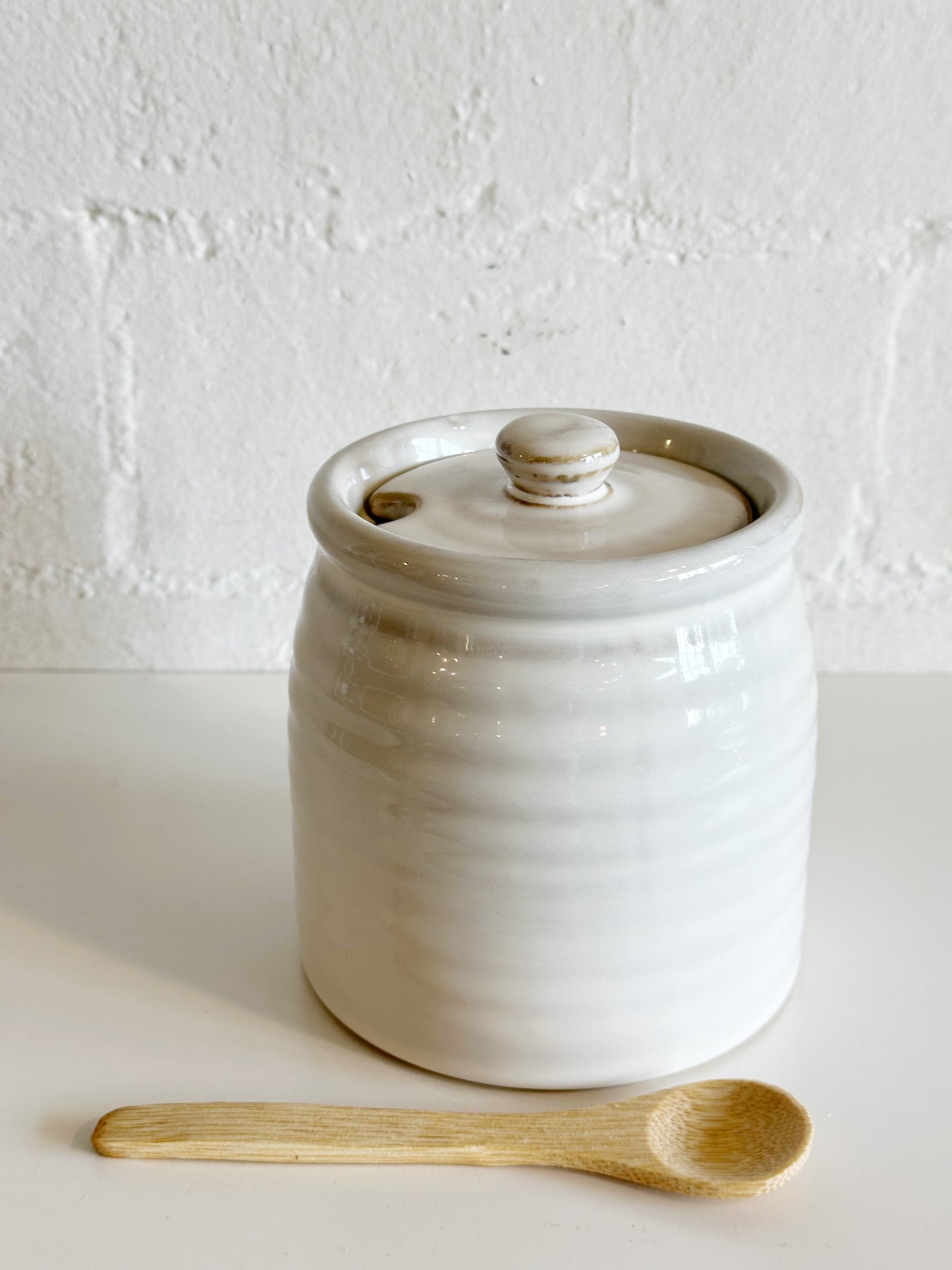 WHITE CERAMIC CANISTER