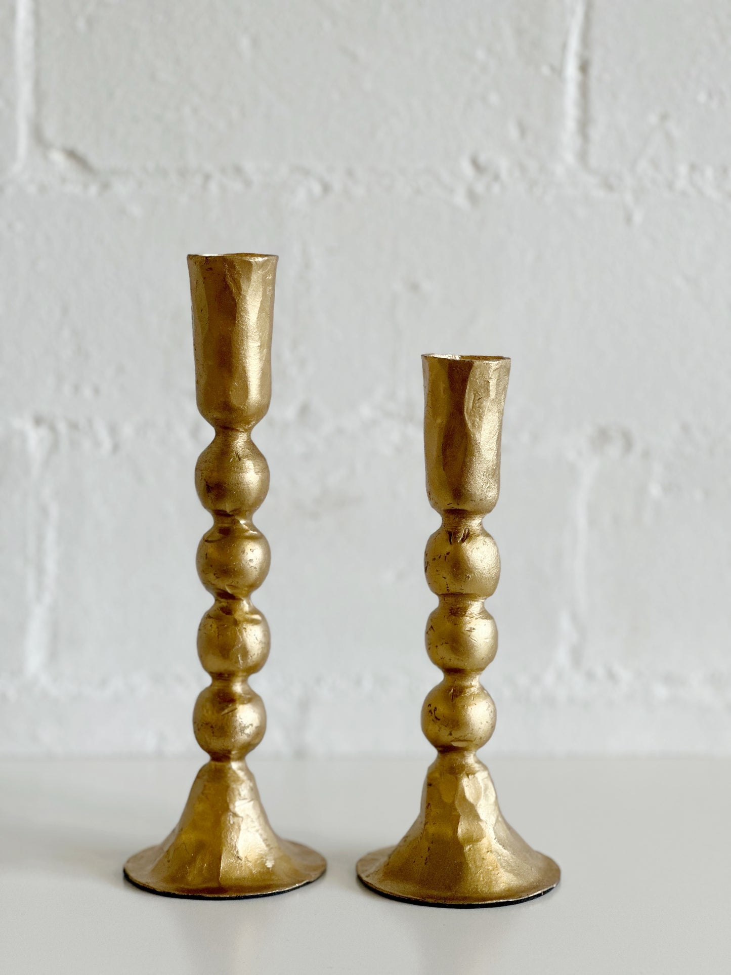 GOLD BALL CANDLESTICK HOLDERS