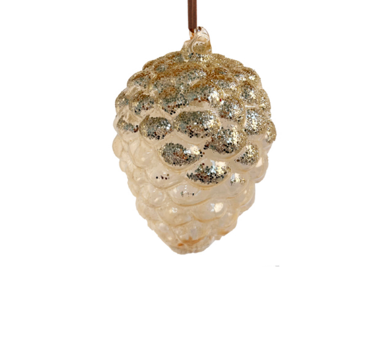 Glass Glitter Pinecone Ornament