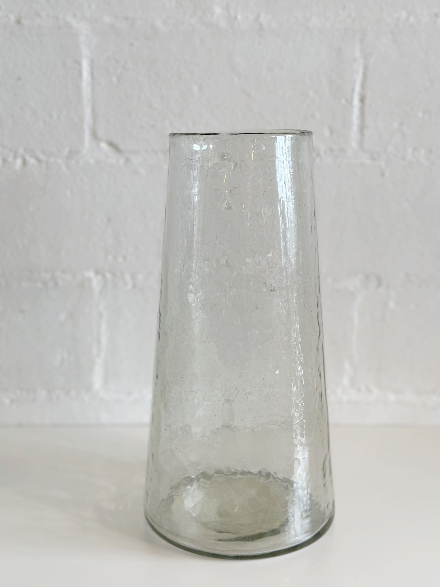 TALL HAMMERED GLASS VASE