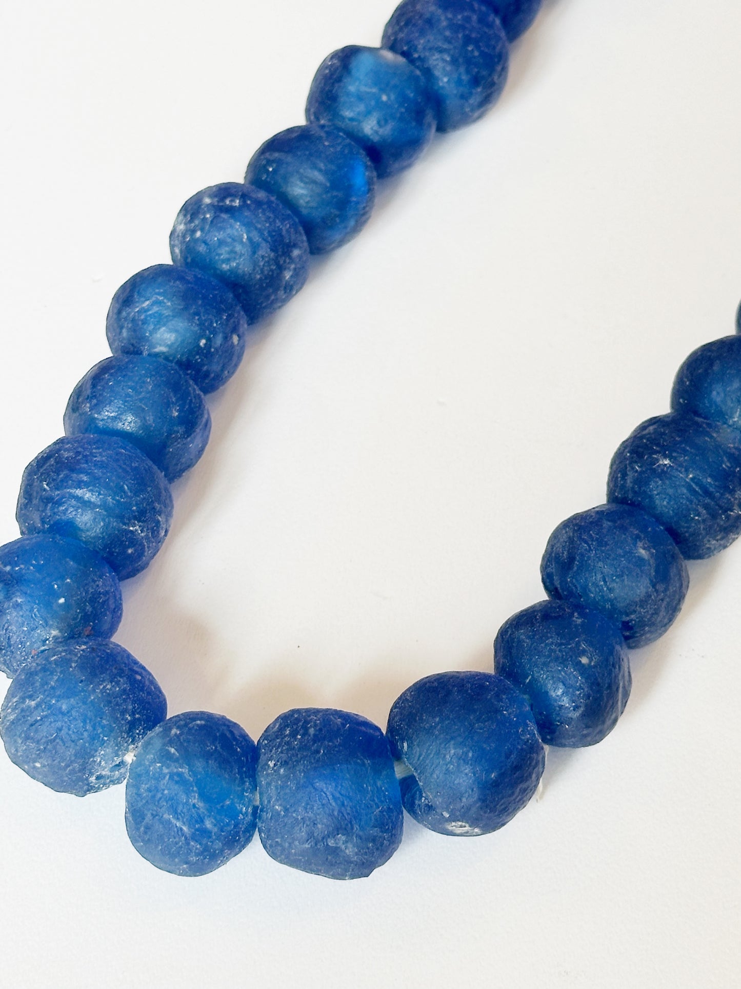 Blue Recycled Glass Beads, Medium
