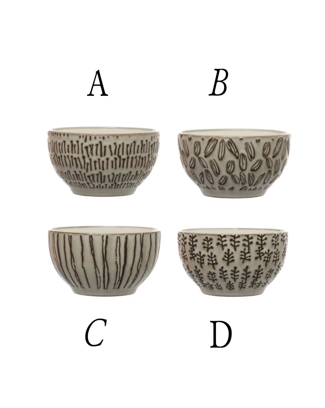 Stoneware Bowl w/ Wax Relief Pattern, 4 Styles © (Each One Will Vary)