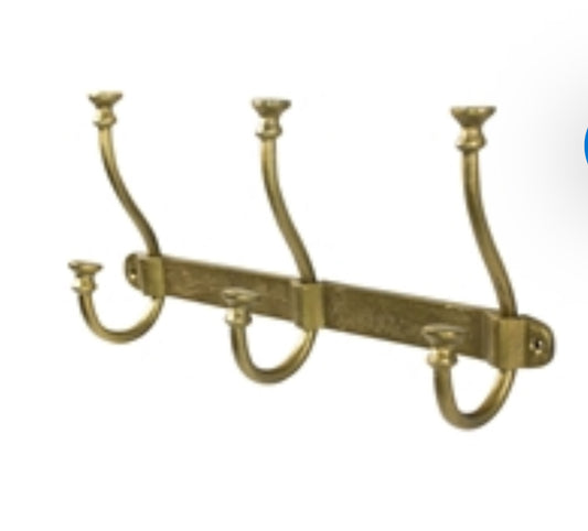 Murphy 3 Hook Rail - Brass