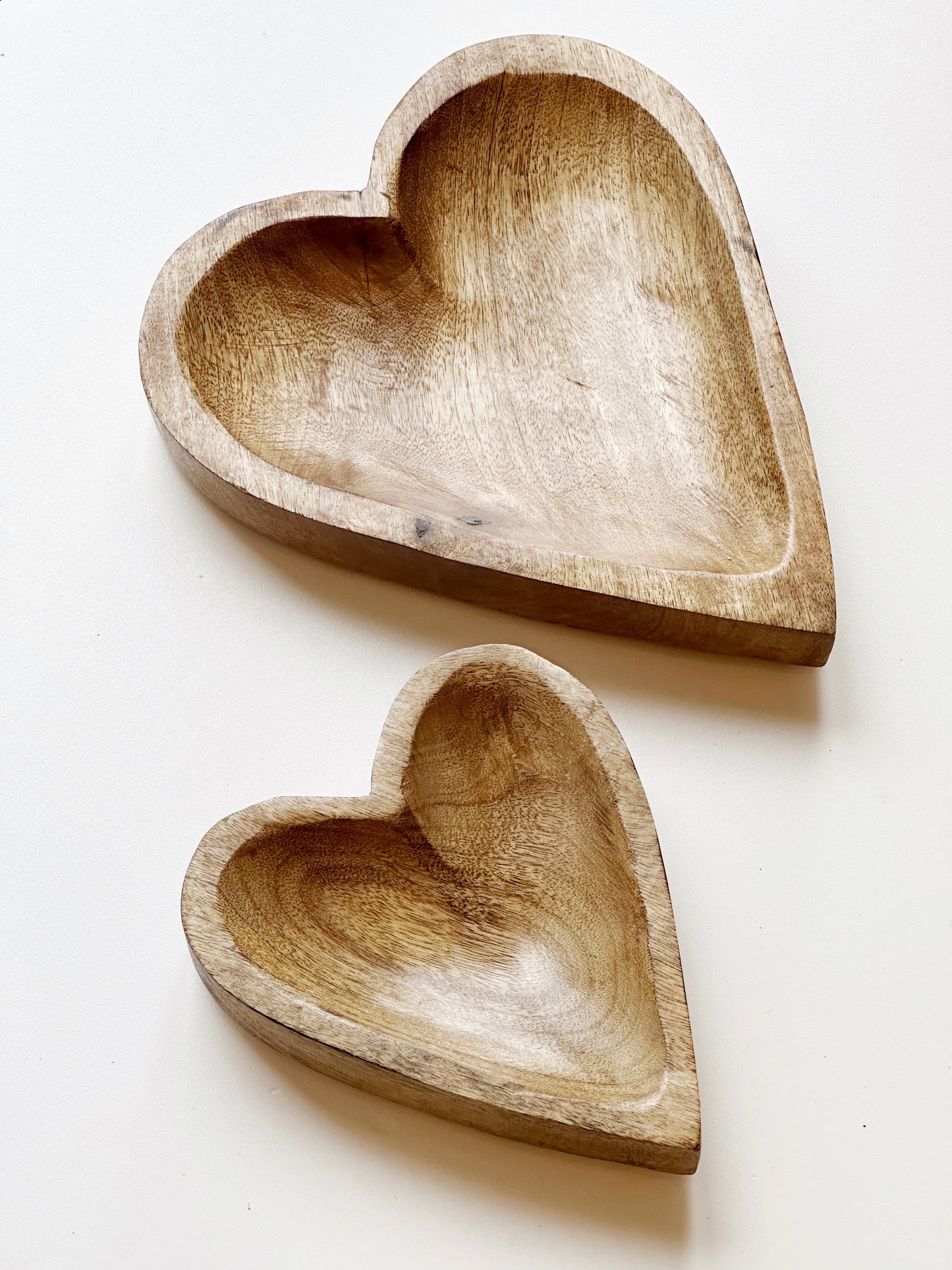 Wood Carved Heart Dish Tray