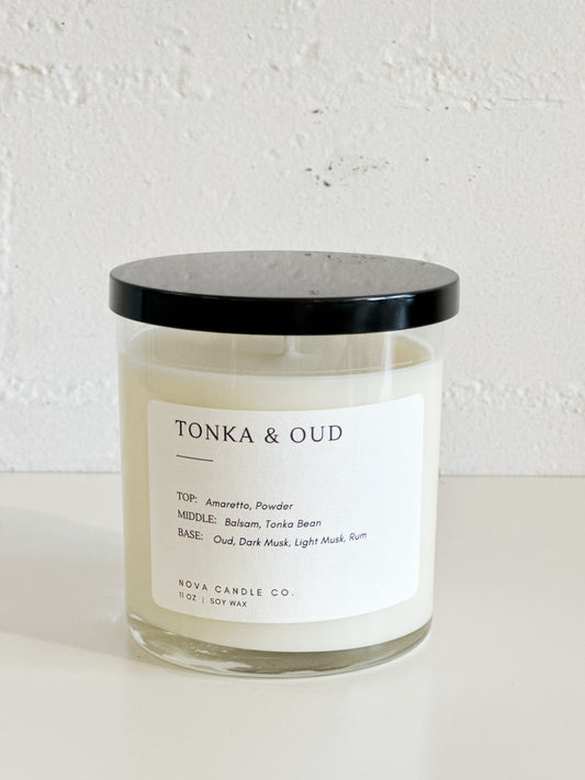 Soy Wax Candle | Classic Glass Jar: Tonka and Oud